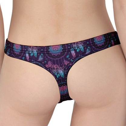 Purple And Teal Dream Catcher Print Women's Thong