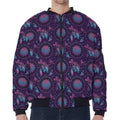 Purple And Teal Dream Catcher Print Zip Sleeve Bomber Jacket