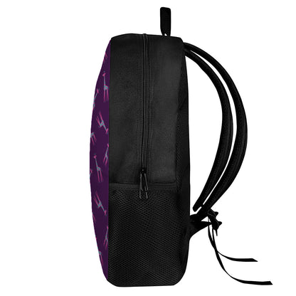 Purple And Teal Giraffe Pattern Print 17 Inch Backpack