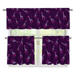 Purple And Teal Giraffe Pattern Print 3 Piece Kitchen Curtains