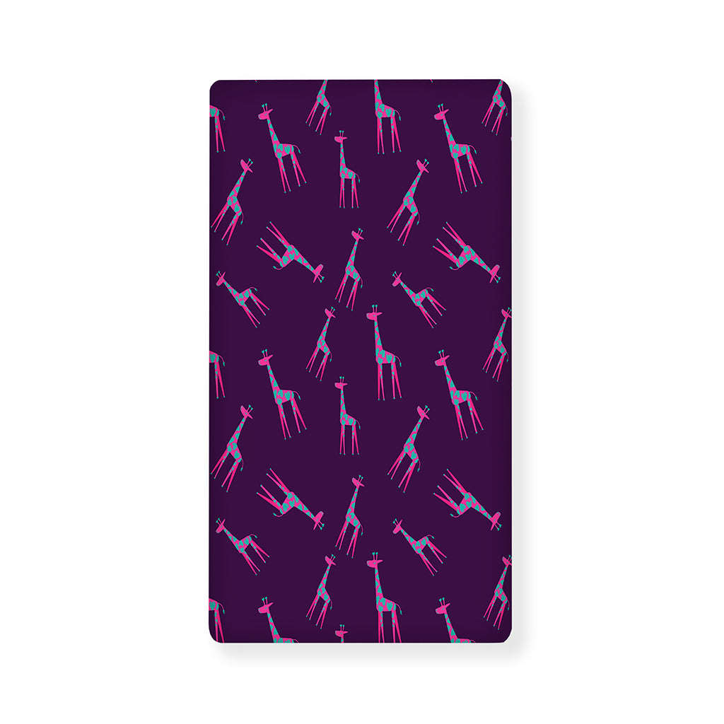 Purple And Teal Giraffe Pattern Print Baby Crib Sheet