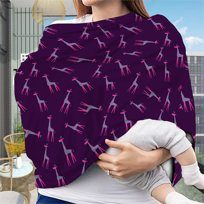 Purple And Teal Giraffe Pattern Print Baby Seat Cover