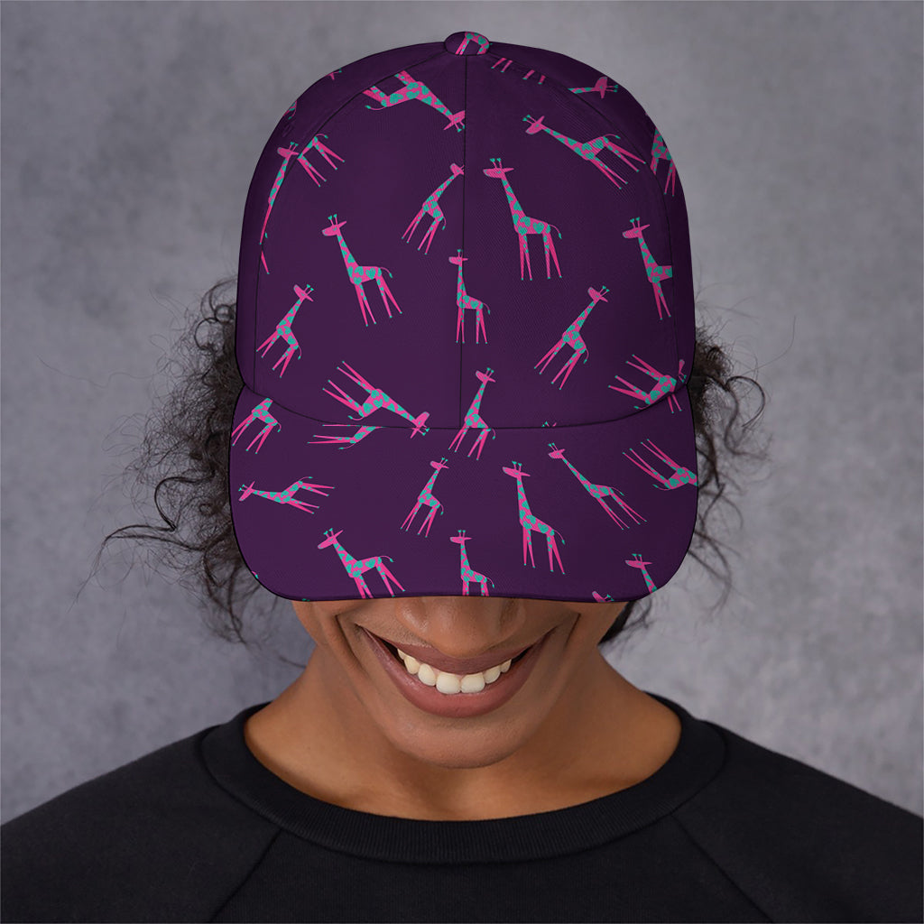 Purple And Teal Giraffe Pattern Print Baseball Cap