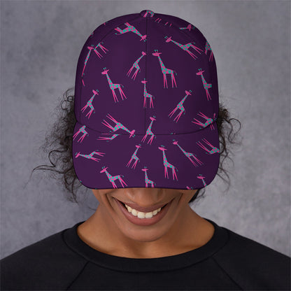 Purple And Teal Giraffe Pattern Print Baseball Cap