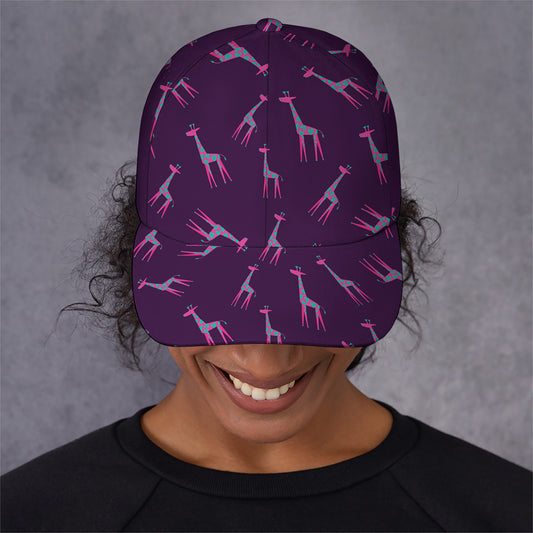 Purple And Teal Giraffe Pattern Print Baseball Cap