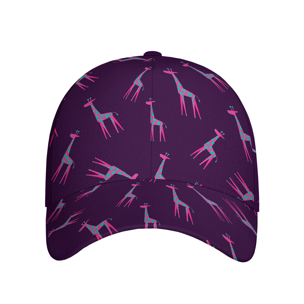 Purple And Teal Giraffe Pattern Print Baseball Cap