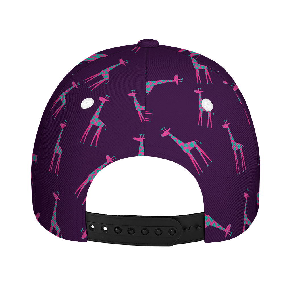 Purple And Teal Giraffe Pattern Print Baseball Cap