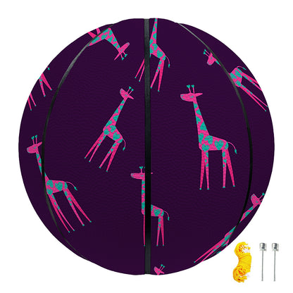 Purple And Teal Giraffe Pattern Print Basketball