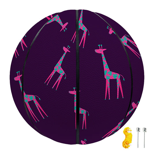 Purple And Teal Giraffe Pattern Print Basketball