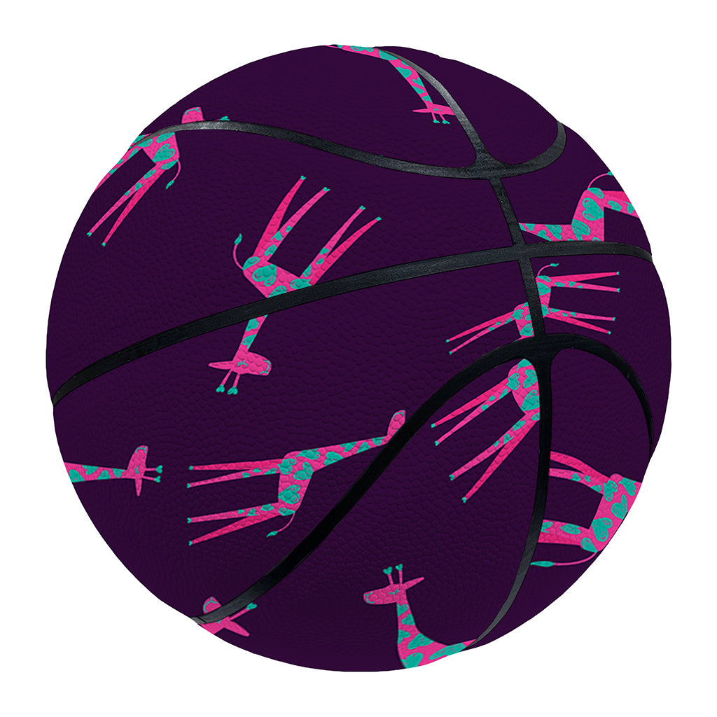 Purple And Teal Giraffe Pattern Print Basketball