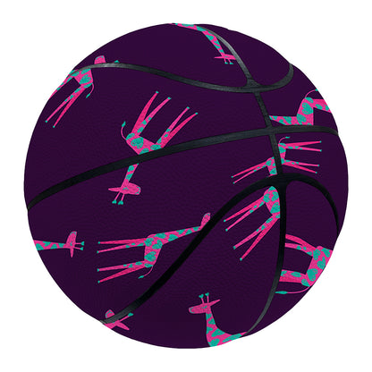 Purple And Teal Giraffe Pattern Print Basketball