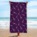Purple And Teal Giraffe Pattern Print Beach Towel