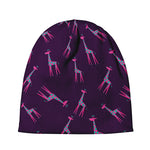 Purple And Teal Giraffe Pattern Print Beanie
