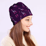Purple And Teal Giraffe Pattern Print Beanie