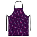 Purple And Teal Giraffe Pattern Print Bib Apron With Pocket
