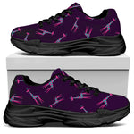 Purple And Teal Giraffe Pattern Print Black Chunky Shoes