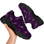 Purple And Teal Giraffe Pattern Print Black Chunky Shoes