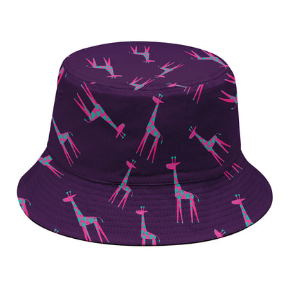 Purple And Teal Giraffe Pattern Print Bucket Hat