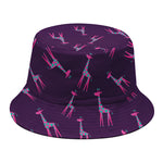 Purple And Teal Giraffe Pattern Print Bucket Hat