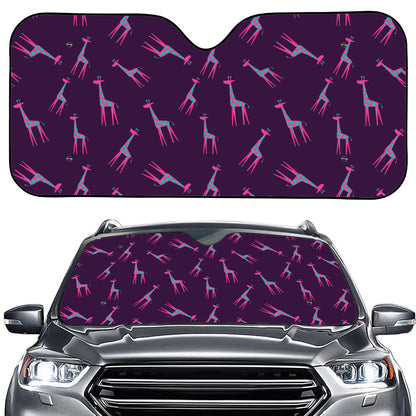 Purple And Teal Giraffe Pattern Print Car Windshield Sun Shade