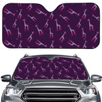 Purple And Teal Giraffe Pattern Print Car Windshield Sun Shade