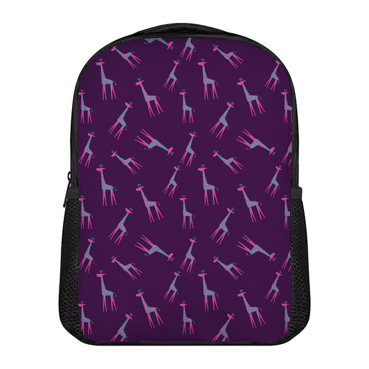 Purple And Teal Giraffe Pattern Print Casual Backpack