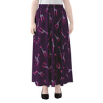 Purple And Teal Giraffe Pattern Print Chiffon Maxi Skirt