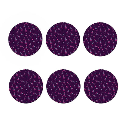 Purple And Teal Giraffe Pattern Print Coaster Set