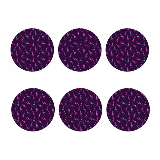 Purple And Teal Giraffe Pattern Print Coaster Set