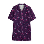 Purple And Teal Giraffe Pattern Print Cotton Hawaiian Shirt