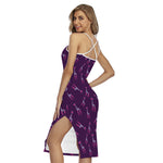 Purple And Teal Giraffe Pattern Print Cross Back Cami Dress