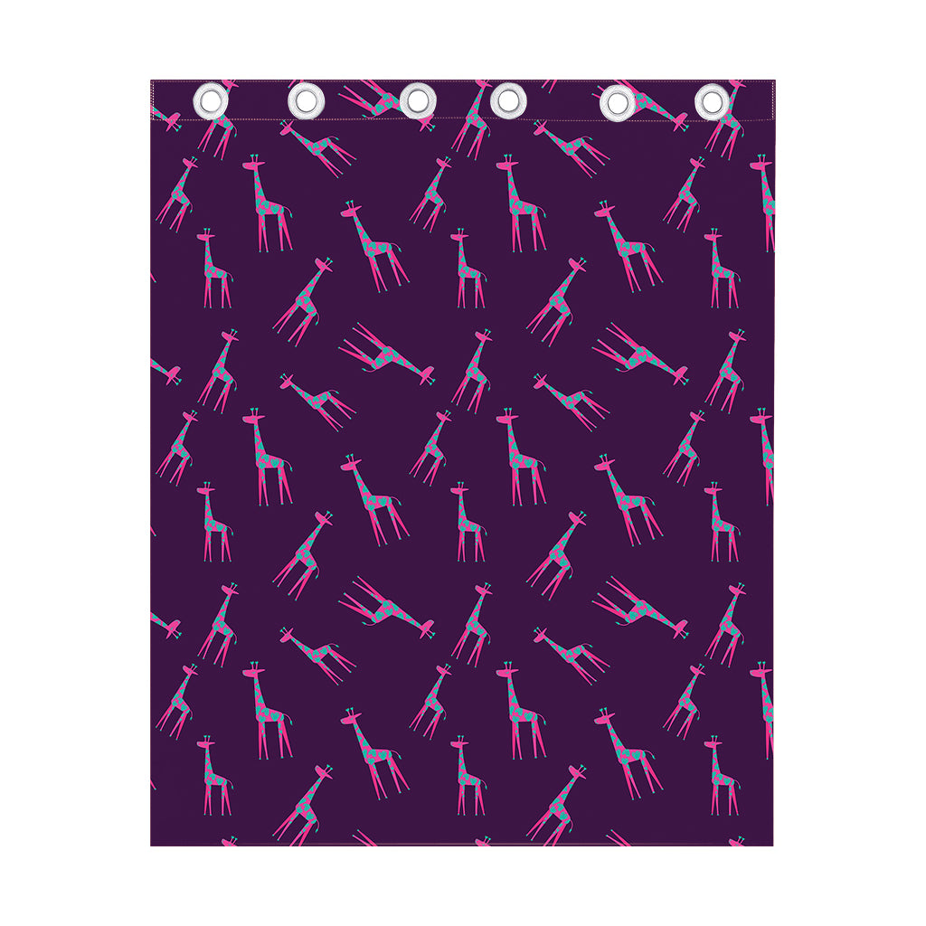 Purple And Teal Giraffe Pattern Print Curtain