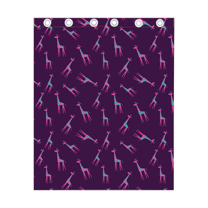 Purple And Teal Giraffe Pattern Print Curtain