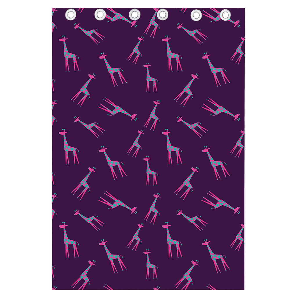 Purple And Teal Giraffe Pattern Print Curtain