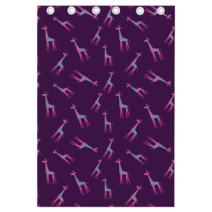 Purple And Teal Giraffe Pattern Print Curtain