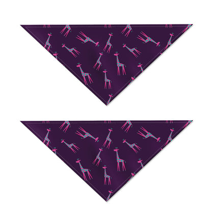 Purple And Teal Giraffe Pattern Print Dog Bandana