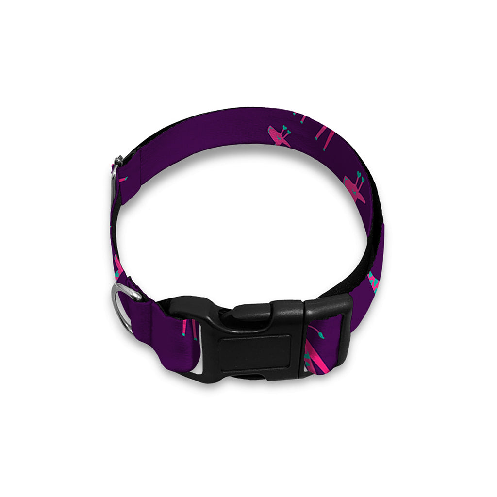 Purple And Teal Giraffe Pattern Print Dog Collar