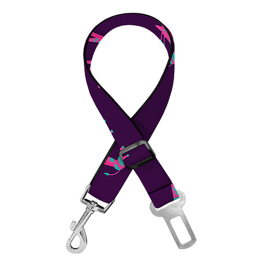 Purple And Teal Giraffe Pattern Print Dog Seat Belt