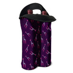 Purple And Teal Giraffe Pattern Print Double Neoprene Wine Tote