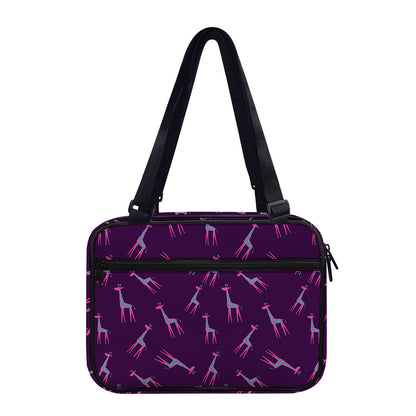 Purple And Teal Giraffe Pattern Print Double Strap Bible Bag