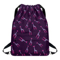 Purple And Teal Giraffe Pattern Print Drawstring Backpack