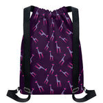 Purple And Teal Giraffe Pattern Print Drawstring Backpack
