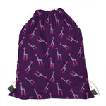 Purple And Teal Giraffe Pattern Print Drawstring Bag