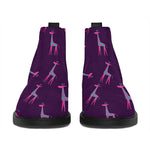 Purple And Teal Giraffe Pattern Print Flat Ankle Boots