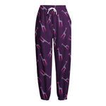 Purple And Teal Giraffe Pattern Print Fleece Lined Knit Pants