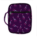 Purple And Teal Giraffe Pattern Print Front Pocket Bible Bag