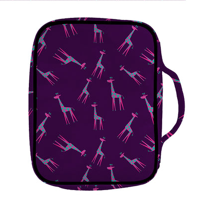 Purple And Teal Giraffe Pattern Print Front Pocket Bible Bag