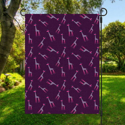 Purple And Teal Giraffe Pattern Print Garden Flag