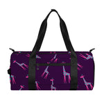Purple And Teal Giraffe Pattern Print Gym Bag