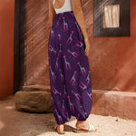 Purple And Teal Giraffe Pattern Print Harem Pants